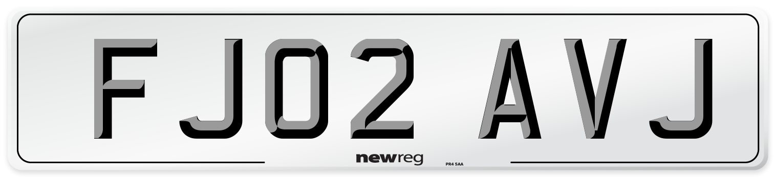 FJ02 AVJ Number Plate from New Reg